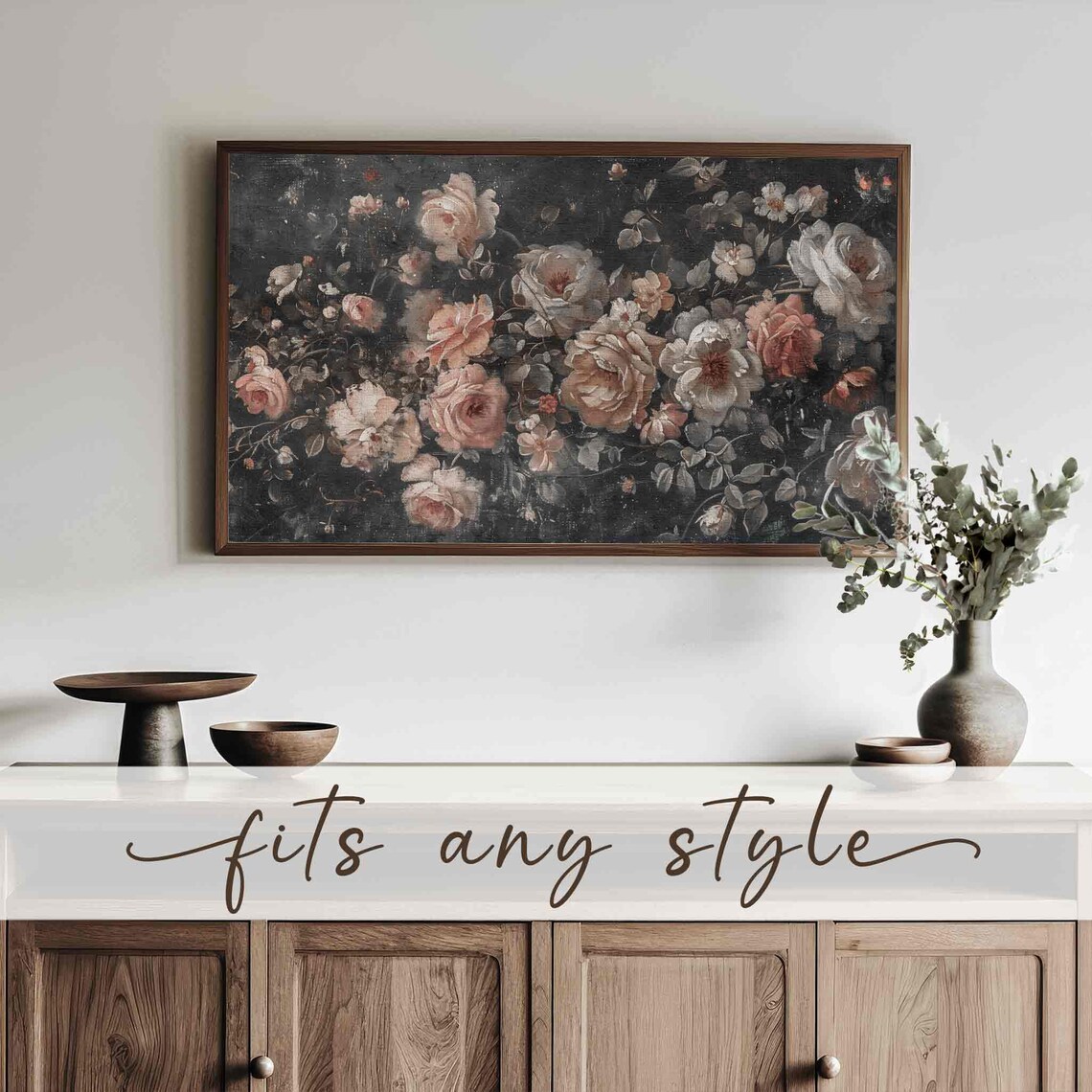 Dark Rustic Floral Art, Vintage Botanical Art Print - Image 4