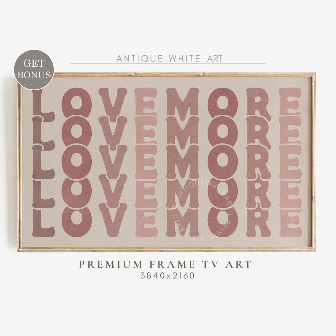 Love More Retro Typography Blush Pink Minimalist Quote Wall Art Print