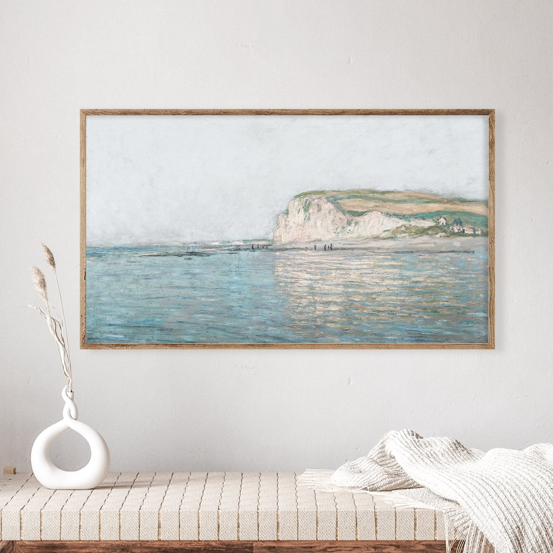 Impressionist Coastal Cliffs Beach Seascape Soft Blue Ocean Art Poster - Image 2