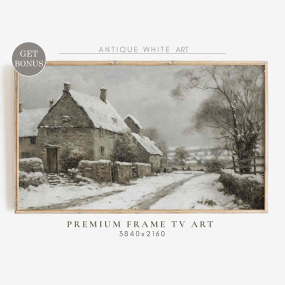 Countryside Snowy French Country Winter Wall Art Print