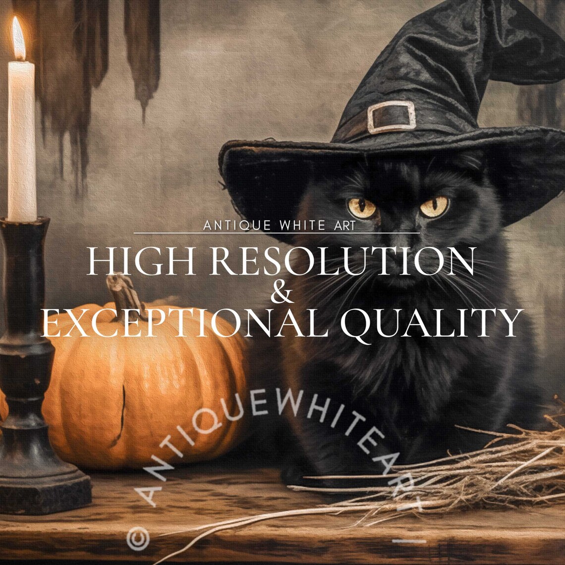 Halloween Black Cat Art, Classic Seasonal Poster - Image 4