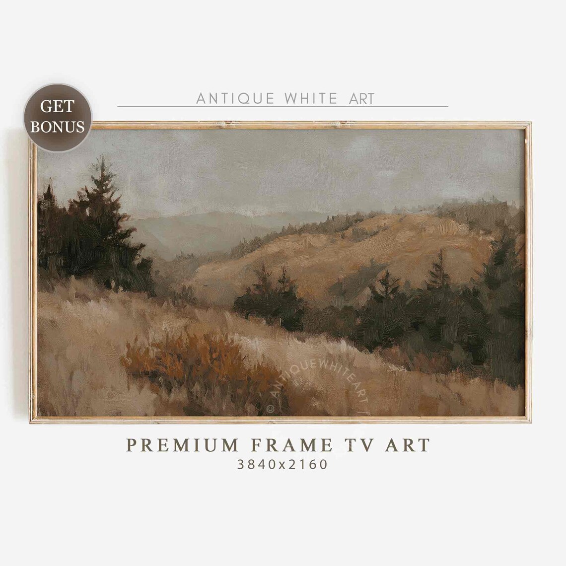 Golden Fall Countryside Hills Pines Vintage Autumn Frame Tv Art Poster