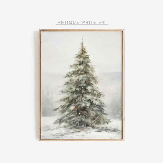 Christmas Tree Print, Moody Farmhouse Winter Decor