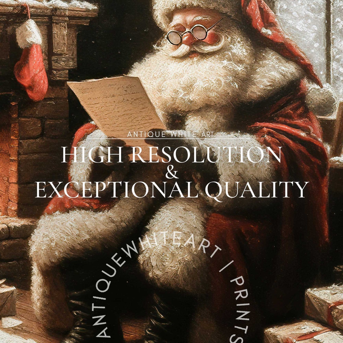 Christmas Wall Art Santa Claus Vintage Winter Print Farmhouse Christmas Decor Christmas Oil Painting W16 - Image 5