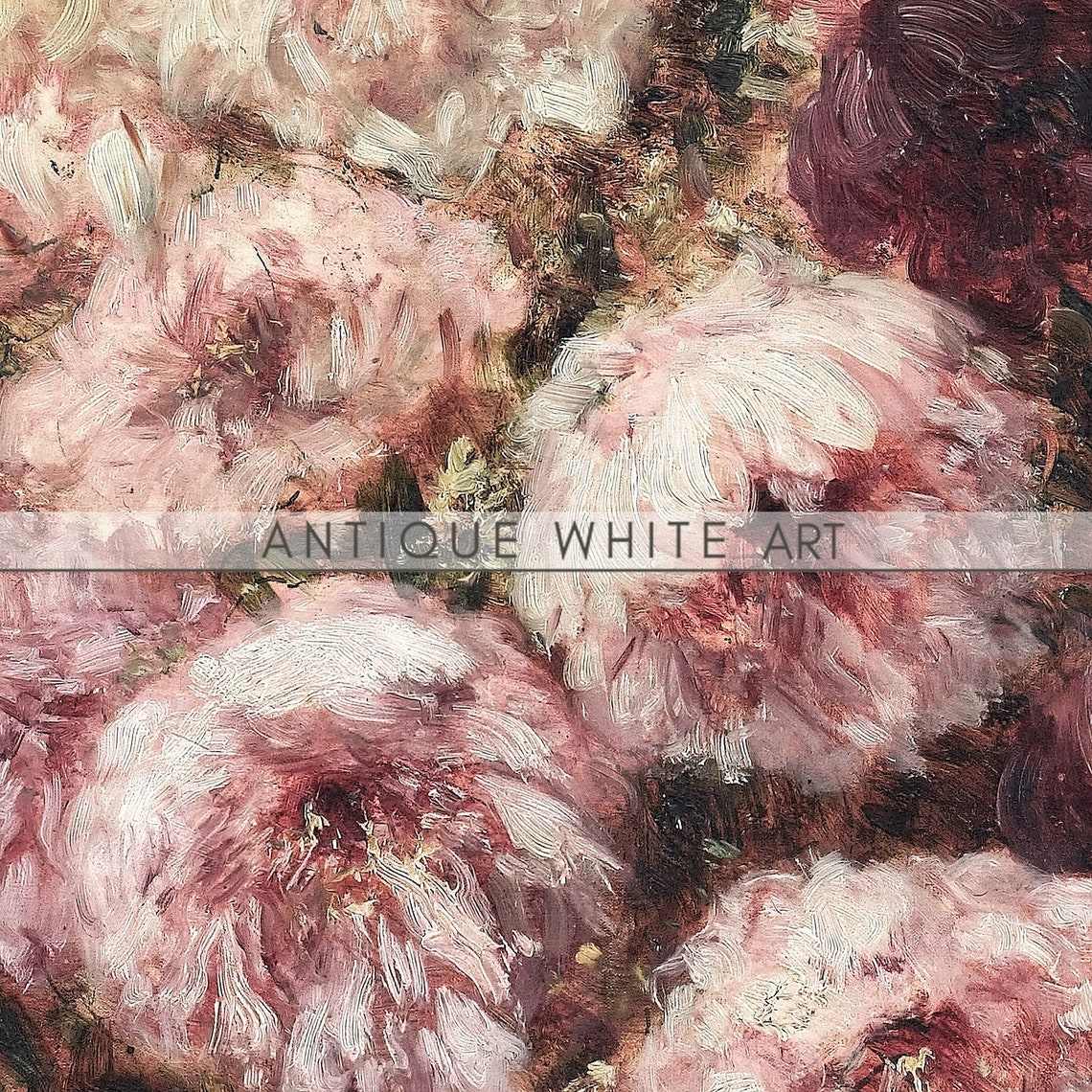 Blooming Pink Peonies Impressionist Floral Oil Painting Wall Art - Image 2
