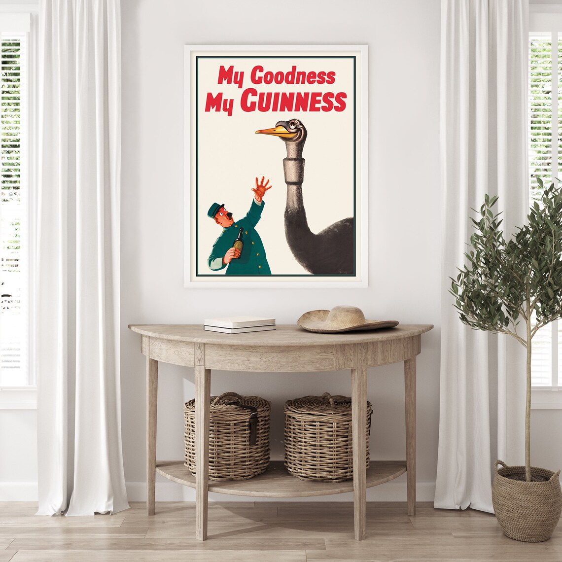 Guinness My Goodness Ostrich Vintage Beer Advertisement Poster - Image 2