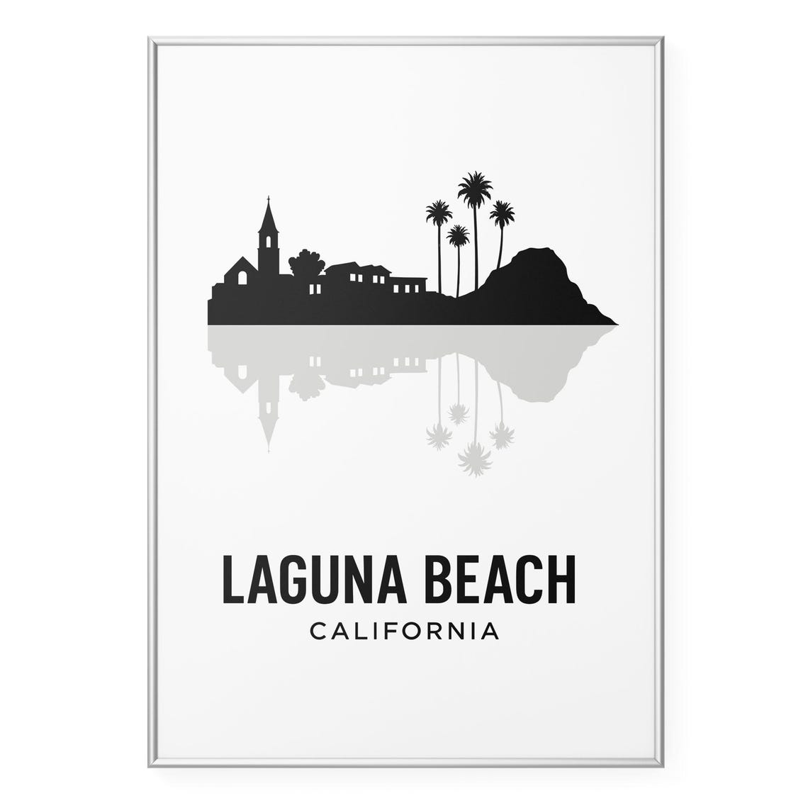 Laguna Beach California Minimalist Skyline Silhouette Art Poster
