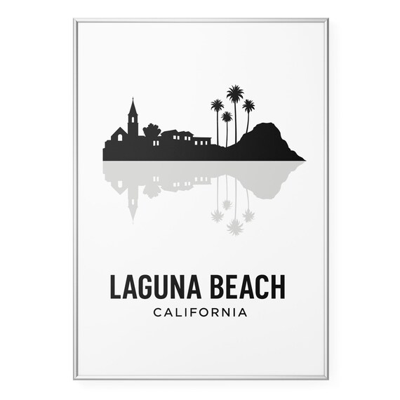 Laguna Beach California Minimalist Skyline Silhouette Art Poster