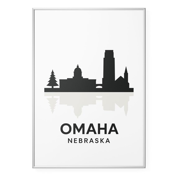 Omaha Nebraska Skyline Silhouette Capitol Dome Reflection Poster