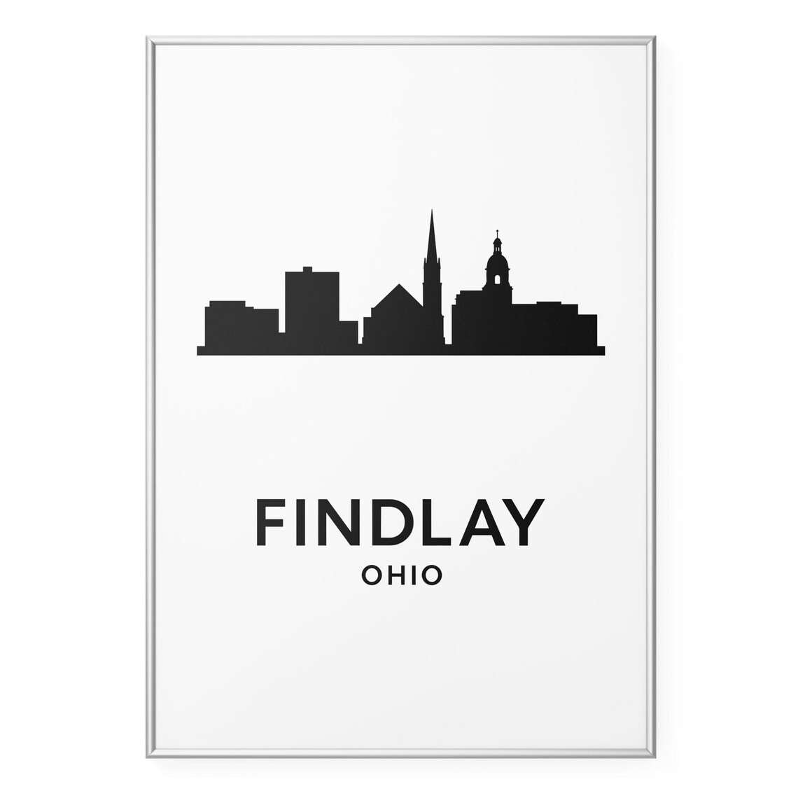 Findlay Ohio Black Skyline Silhouette Minimalist City Art Poster