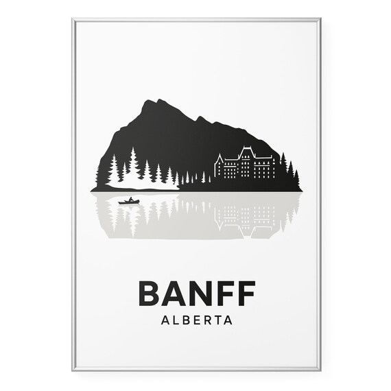 Banff Alberta Mountain Lodge Minimalist National Park Art Poster