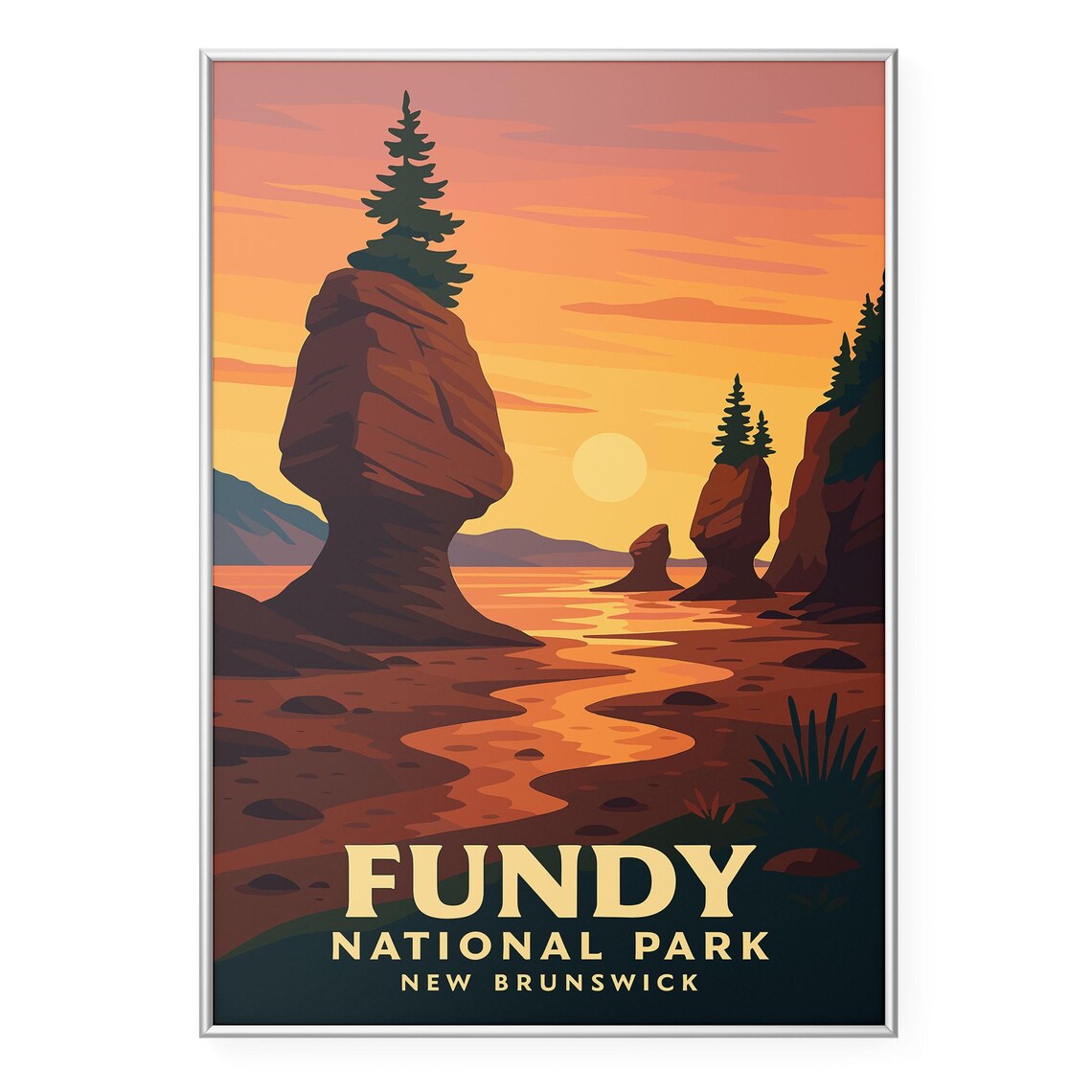 Fundy National Park New Brunswick Hopewell Rocks Sunset Poster