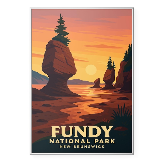Fundy National Park New Brunswick Hopewell Rocks Sunset Poster