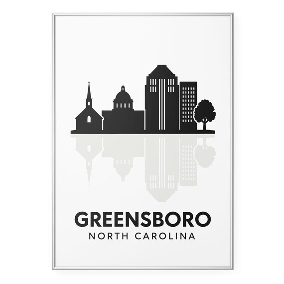 Greensboro North Carolina Skyline Silhouette Minimalist Poster