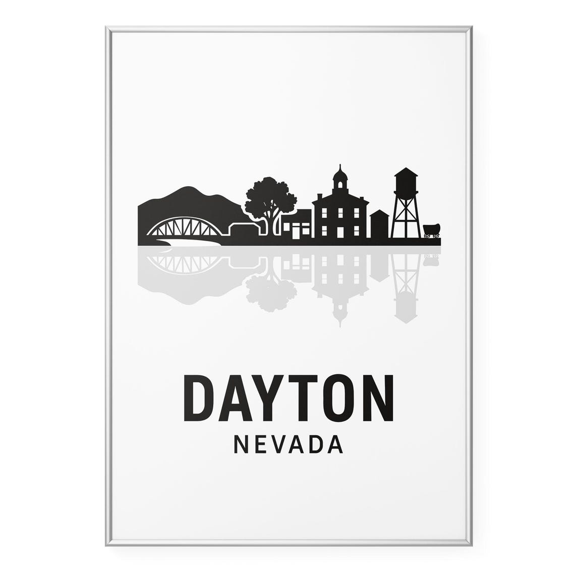 Dayton Nevada Historic Town Silhouette Skyline Water Tower Poster