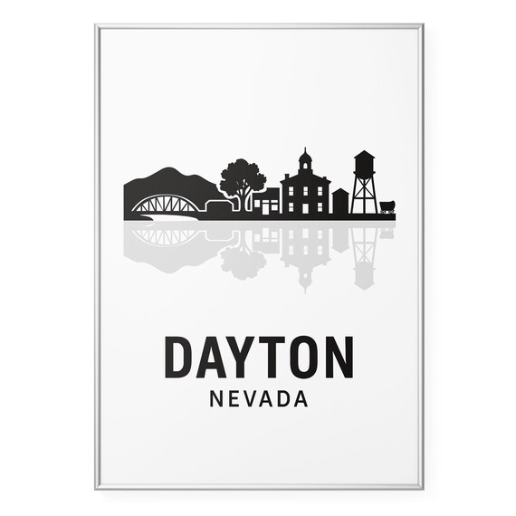 Dayton Nevada Historic Town Silhouette Skyline Water Tower Poster