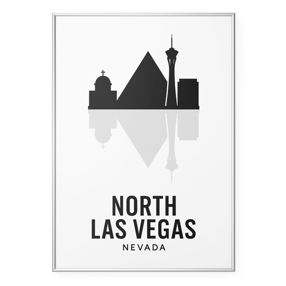 North Las Vegas Nevada Skyline Silhouette Pyramid Tower Poster Decor