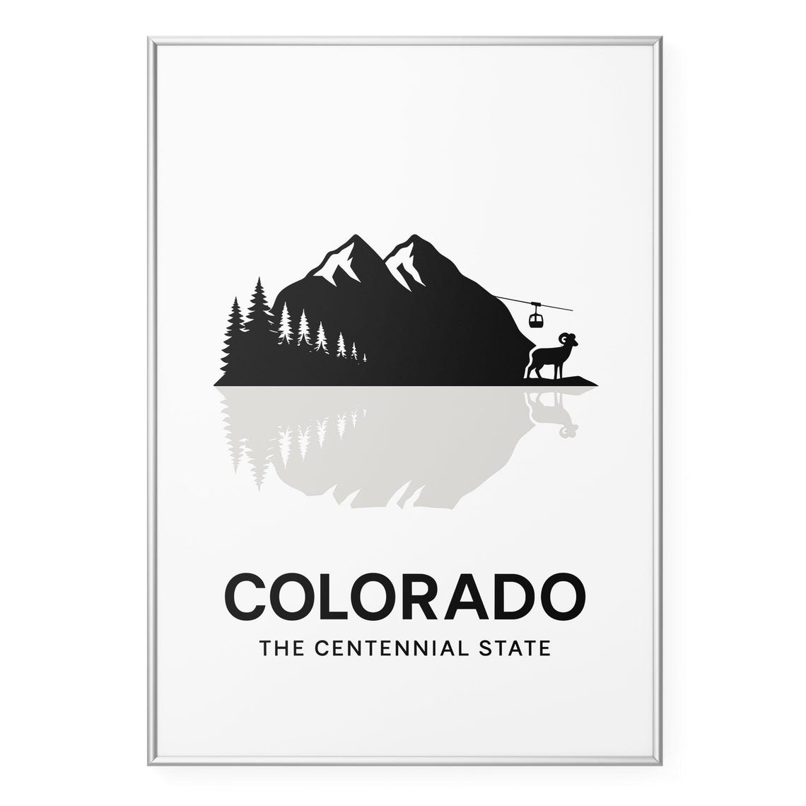 Colorado The Centennial State Rocky Mountain Silhouette Travel Poster