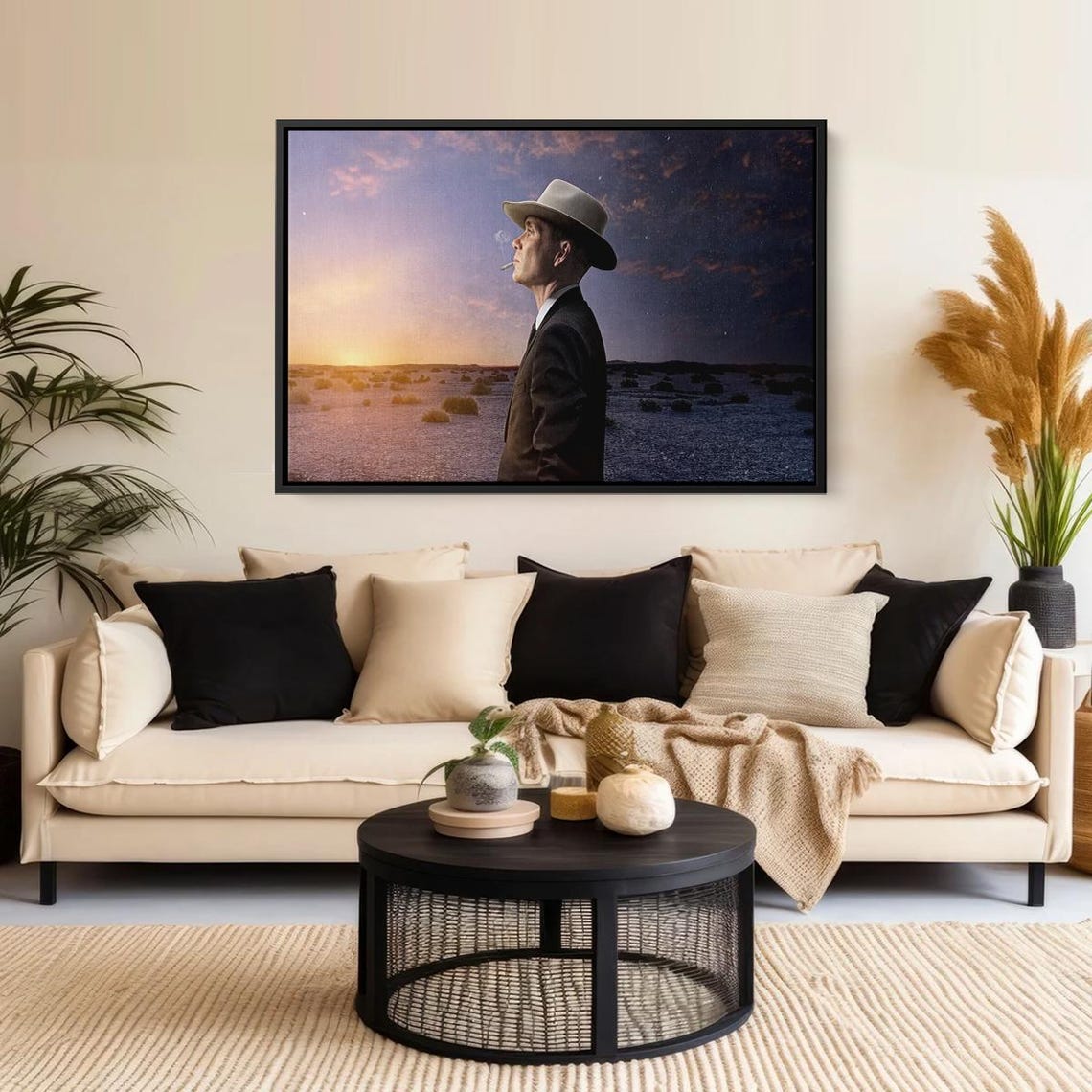 Oppenheimer Fedora Silhouette Desert Dusk Atomic Era Art Poster