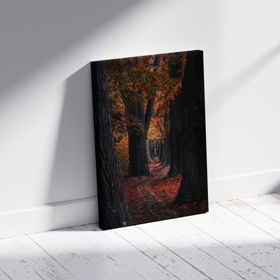 Autumn Forest Pathway Curved Trail Through Fall Trees Nature Poster