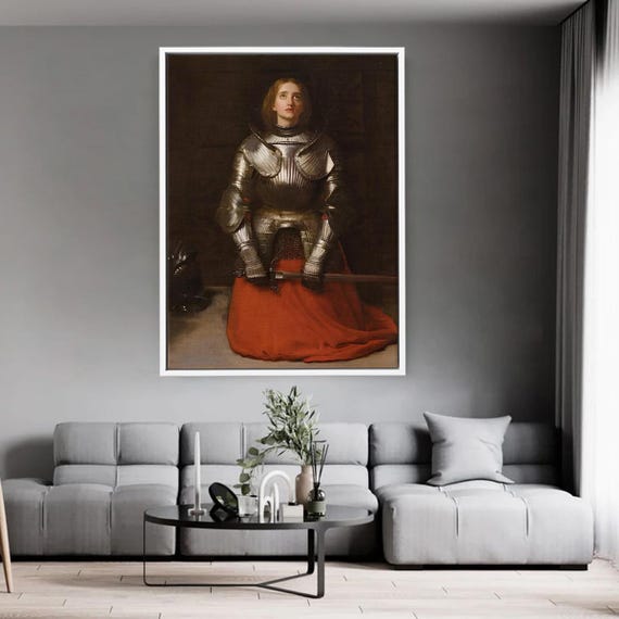 Medieval Woman Warrior Canvas Art Knight Armor Female Portrait Courage And Honor Painting Classical Dramatic Wall Decor For Home