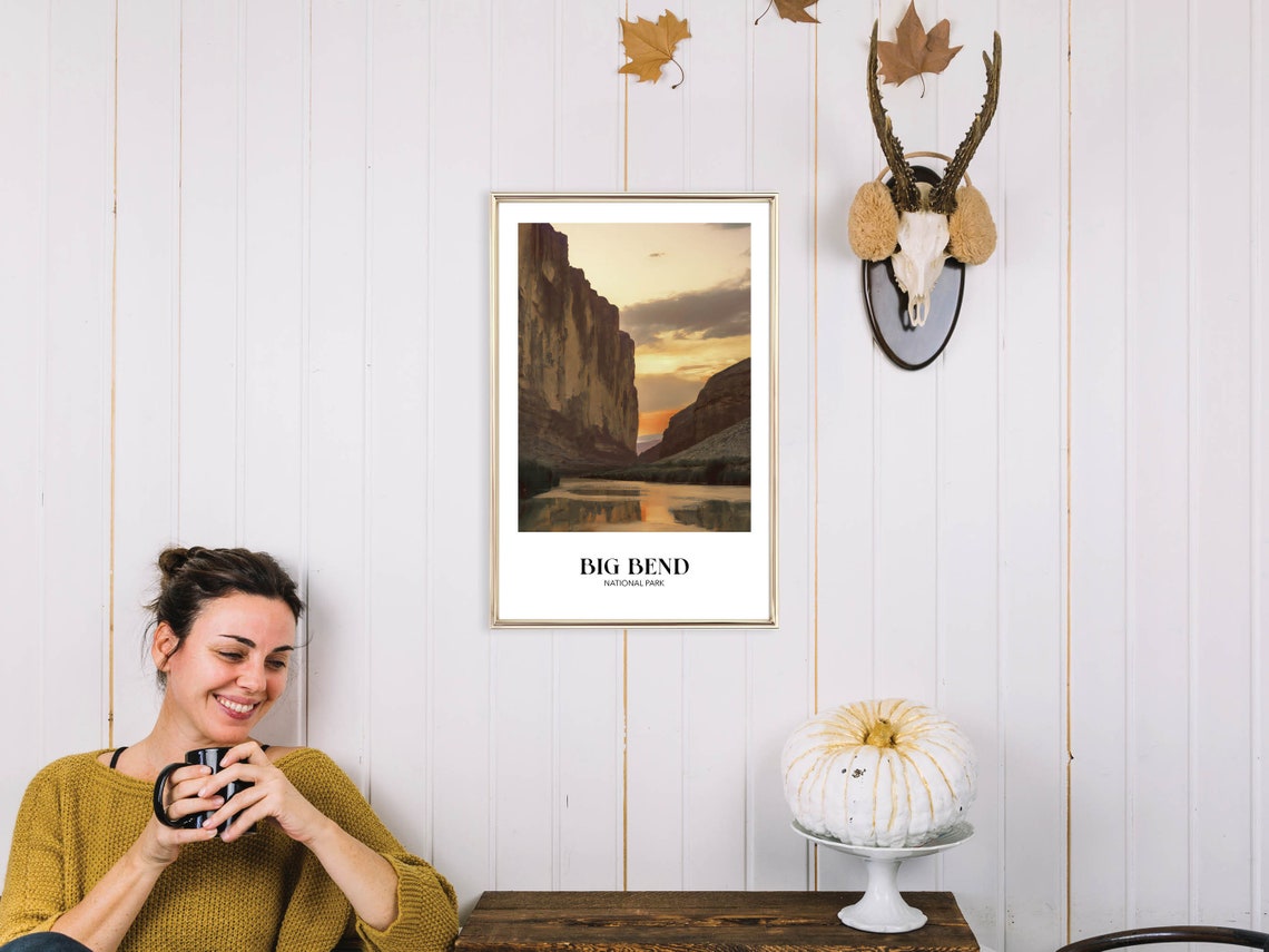 Big Bend National Park Texas Canyon Sunset River Travel Poster