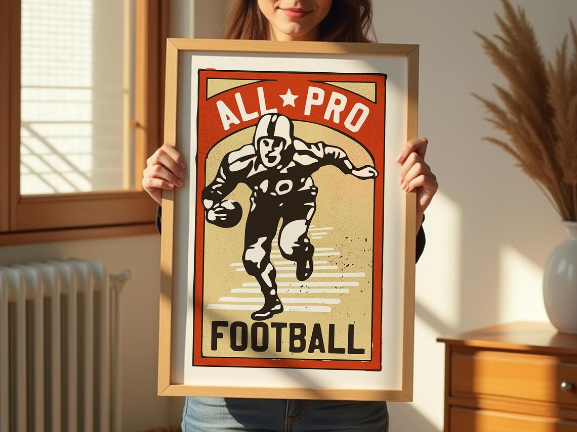 All Pro Football Vintage Player Classic Game Day Wall Art Poster - Image 3
