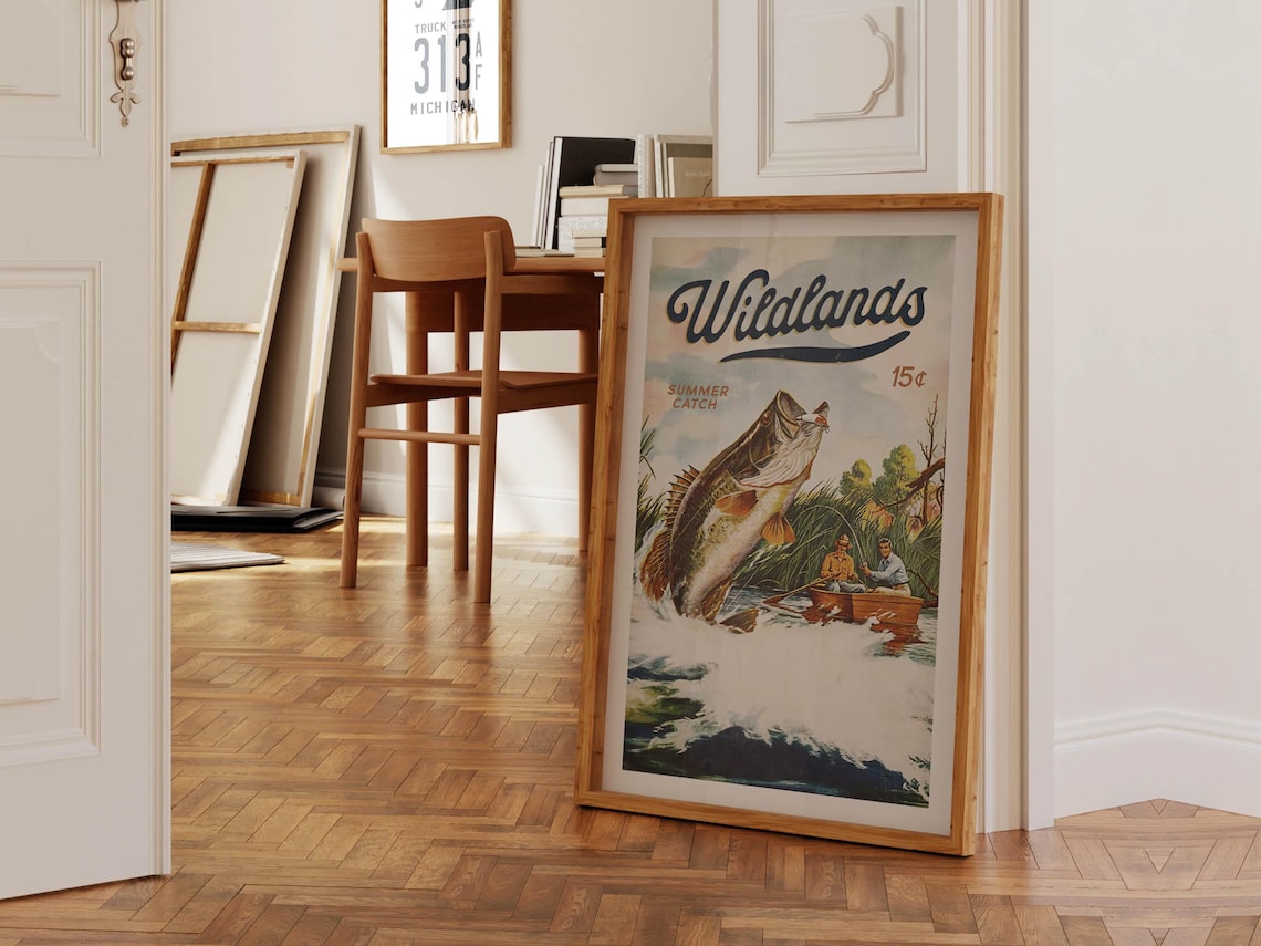Retro Boat Fishing Art Print, Angler Wall Decor - Image 3