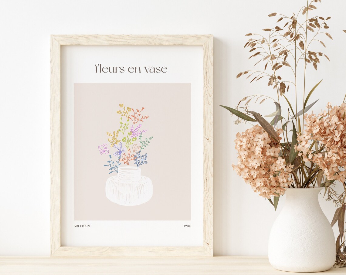 Fleurs En Vase White Vase Colorful Wildflowers Paris Art Poster - Image 3