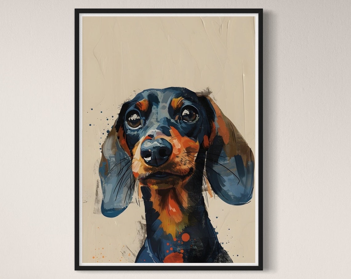 Dachshund Print Black Sausage Dog Painting Cute Dog Artwork Miniature Dachshund Wiener Doxie Decor Dog Lover Gift Dachshund Gifts Wall Art - Image 4