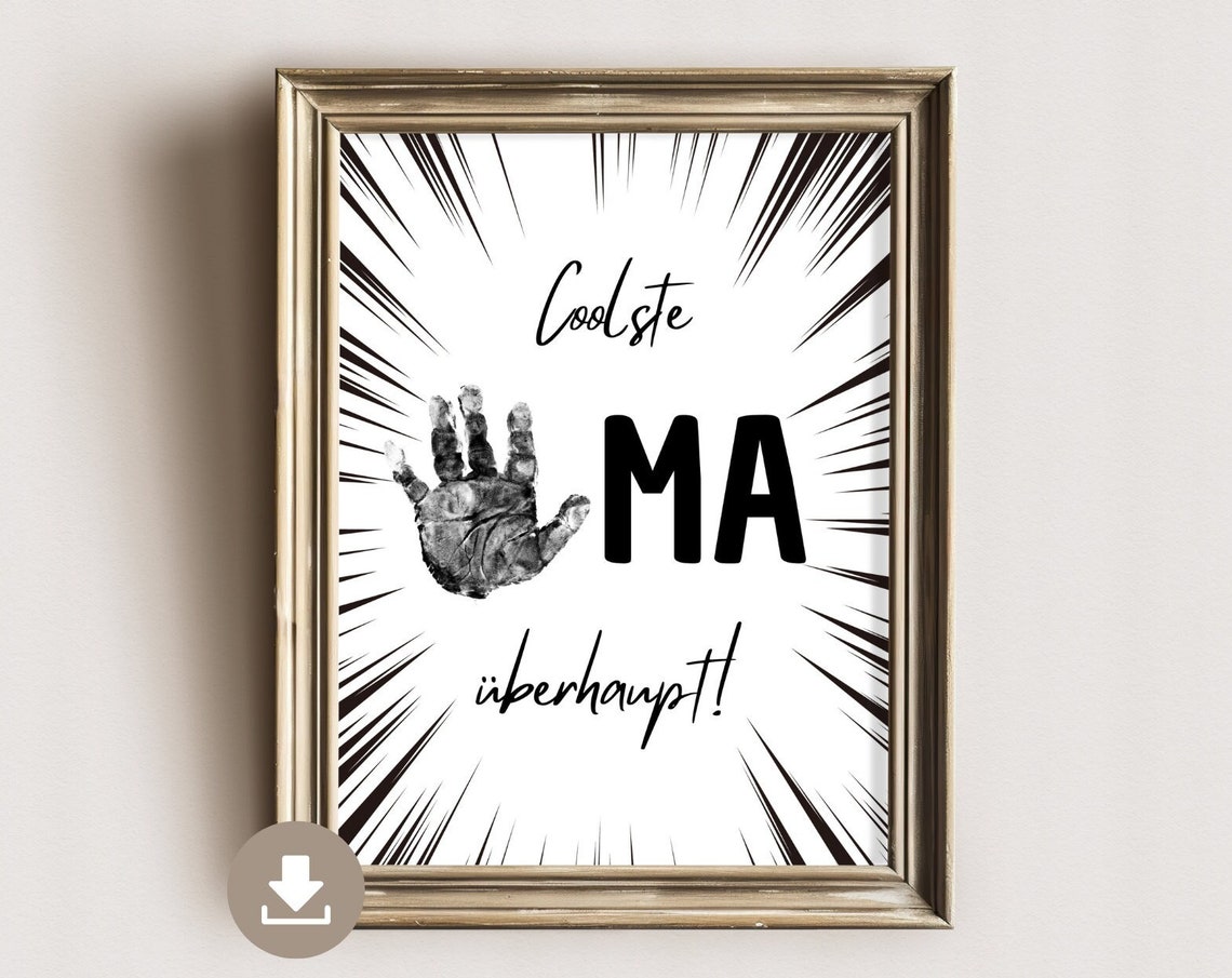 German Coolest Grandma Ever Handprint Gift Comic Style Poster