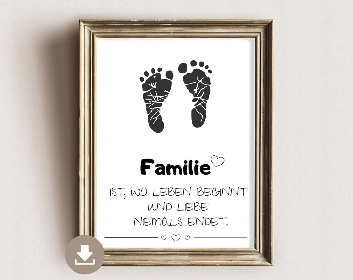 Handprint Picture Family Gift, Baby Footprint Poster
