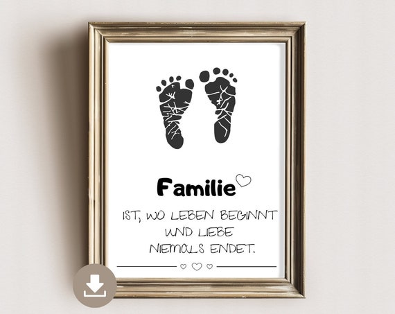 Handprint Picture Family Gift, Baby Footprint Poster