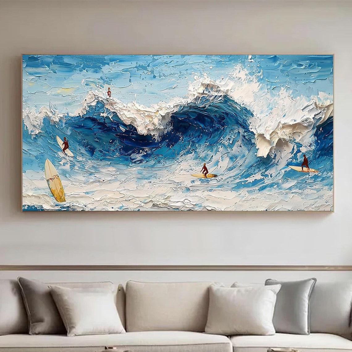 Original Abstract Surfing Oil Painting Surfing Sports Painting Large Ocean Seascape Wall Art Custom Fashion Living Room Wall Decor