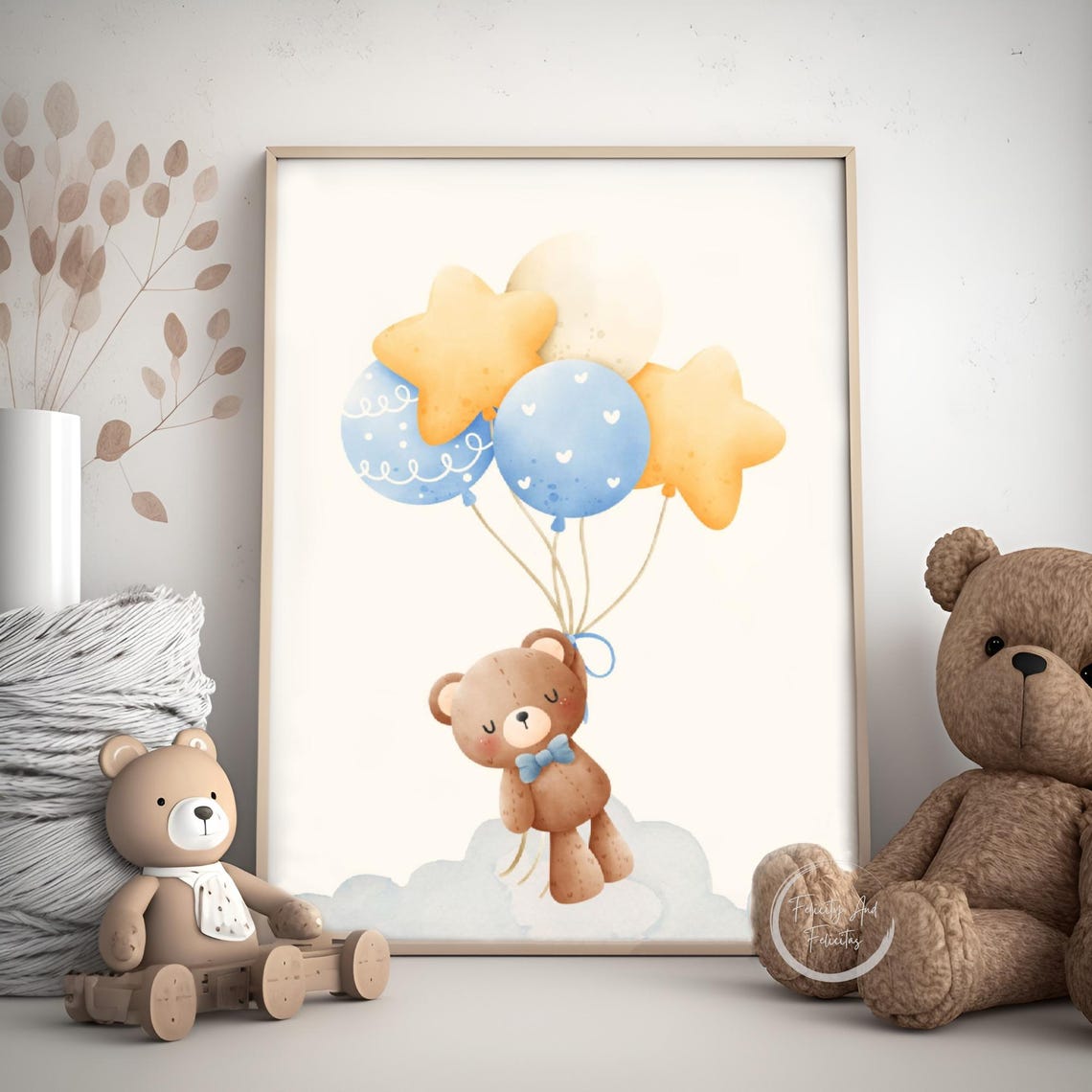 Cute Teddy Bear Nursery Wall Art Set Gender Neutral Nursery Print Toddler Room Teddy Bear Art - Image 6