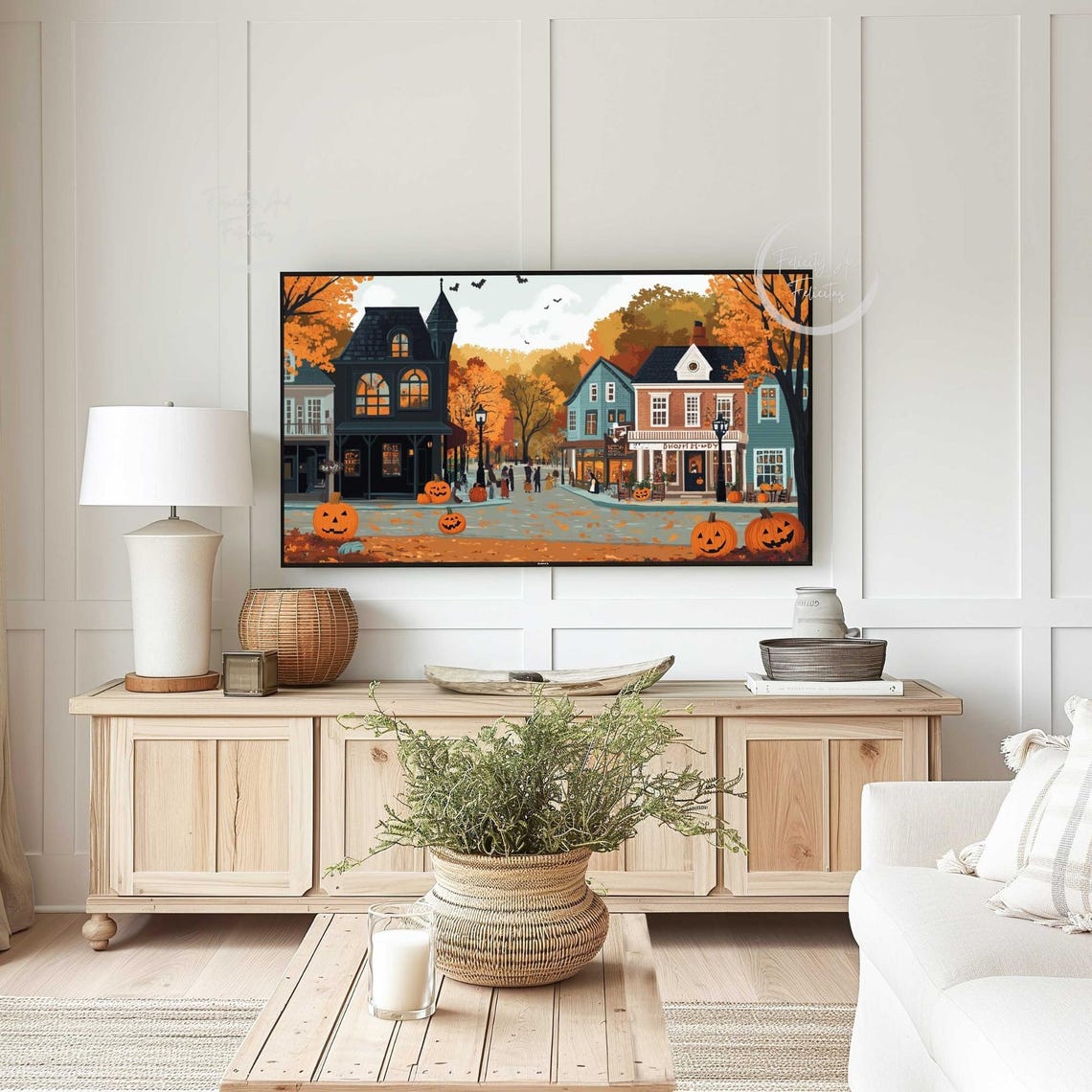 Halloween Town Street with Jack O Lanterns and Shops Fall Poster - Image 5
