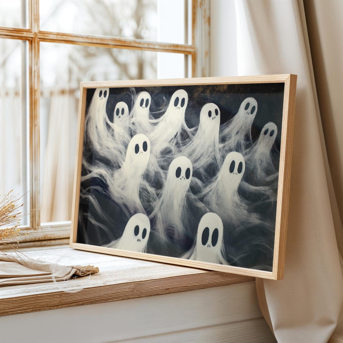 Wispy Ghosts Rising on a Dark Haunted Night Painterly Art Poster - Image 3
