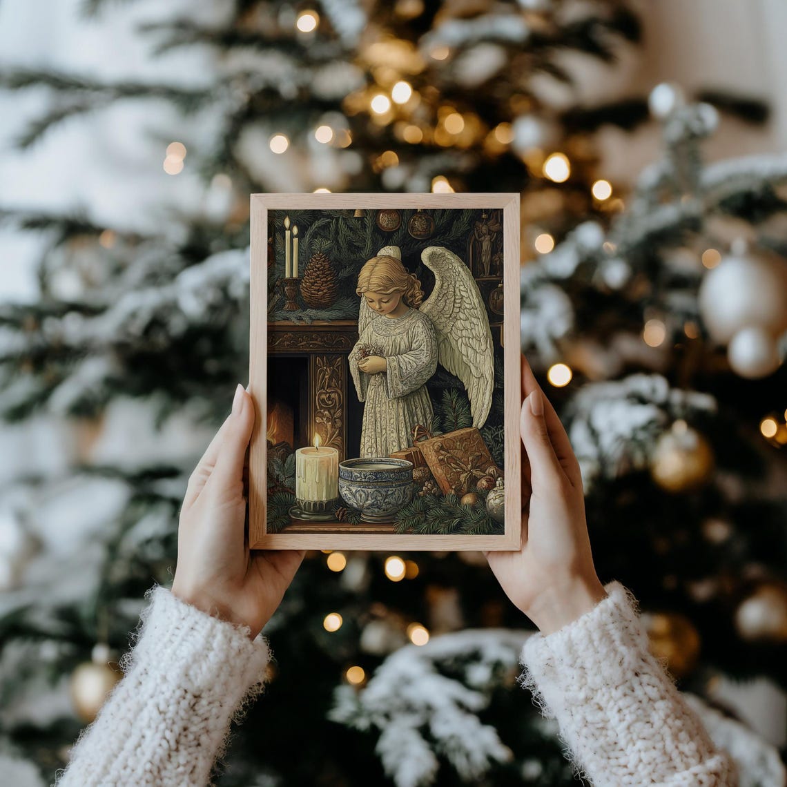 Christmas Angel Wall Art Christmas Angel Artwork Cute Seasonal Decor - Image 5