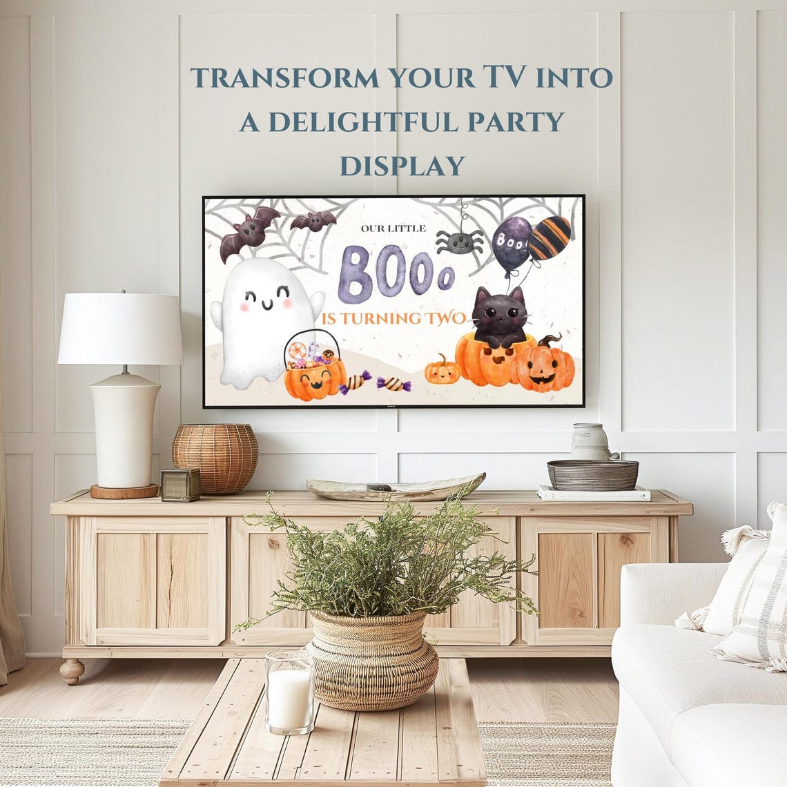 Our Little Boo Is Turning Two Halloween Birthday Party Sign Poster - Image 3