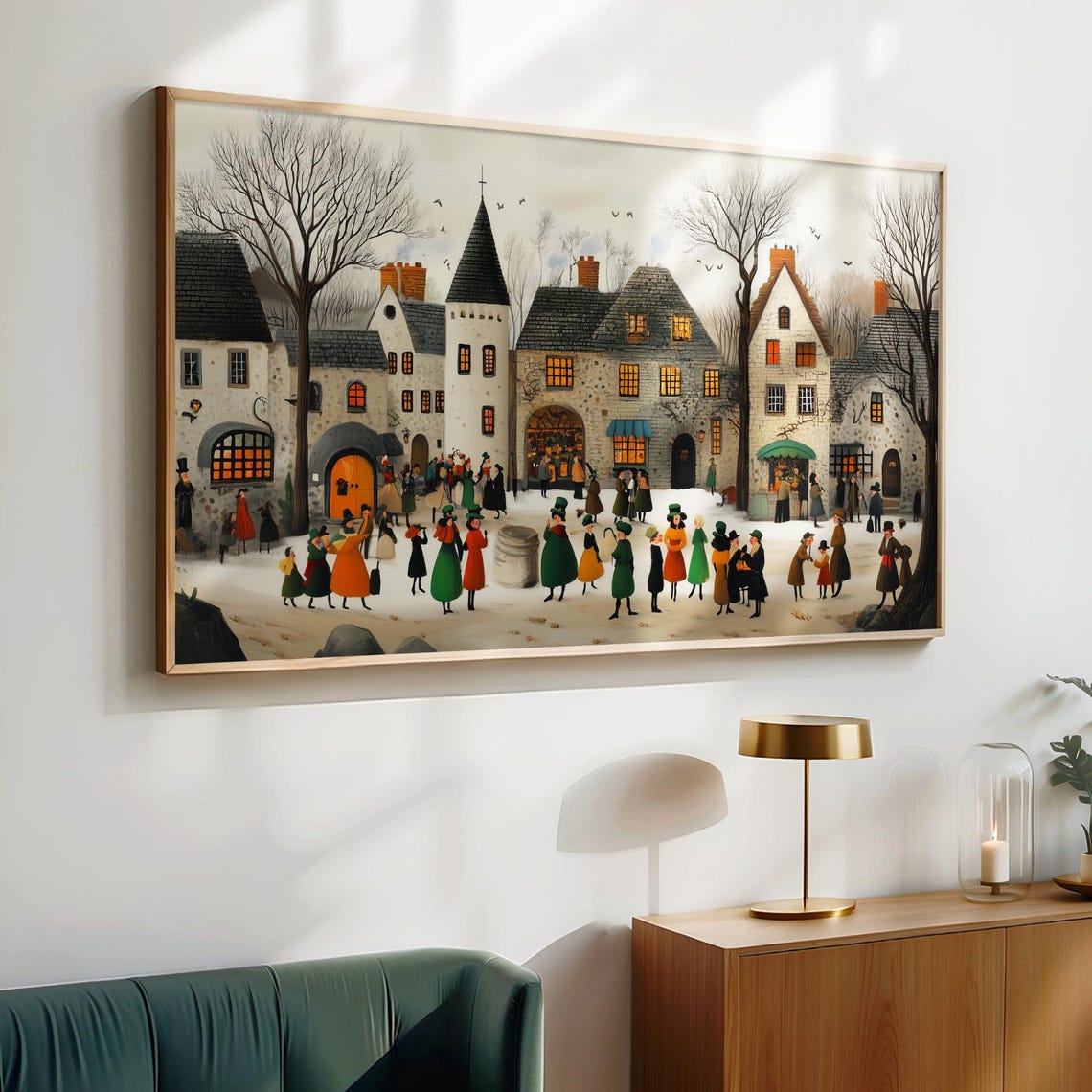 Medieval Village Saint Patricks Day Stone Houses Charming Wall Art - Image 6