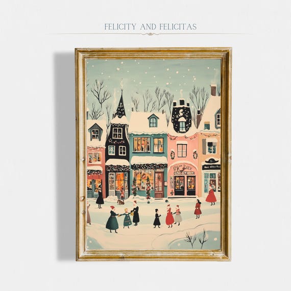 Christmas Wall Art Cute Winter Village Christmas Decor Cozy Season Print Hello December Print