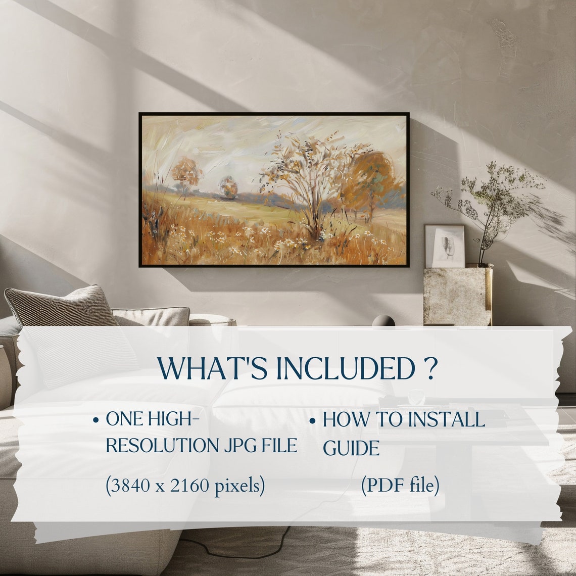 Golden Autumn Meadow with Wildflowers Impressionist Field Poster - Image 3