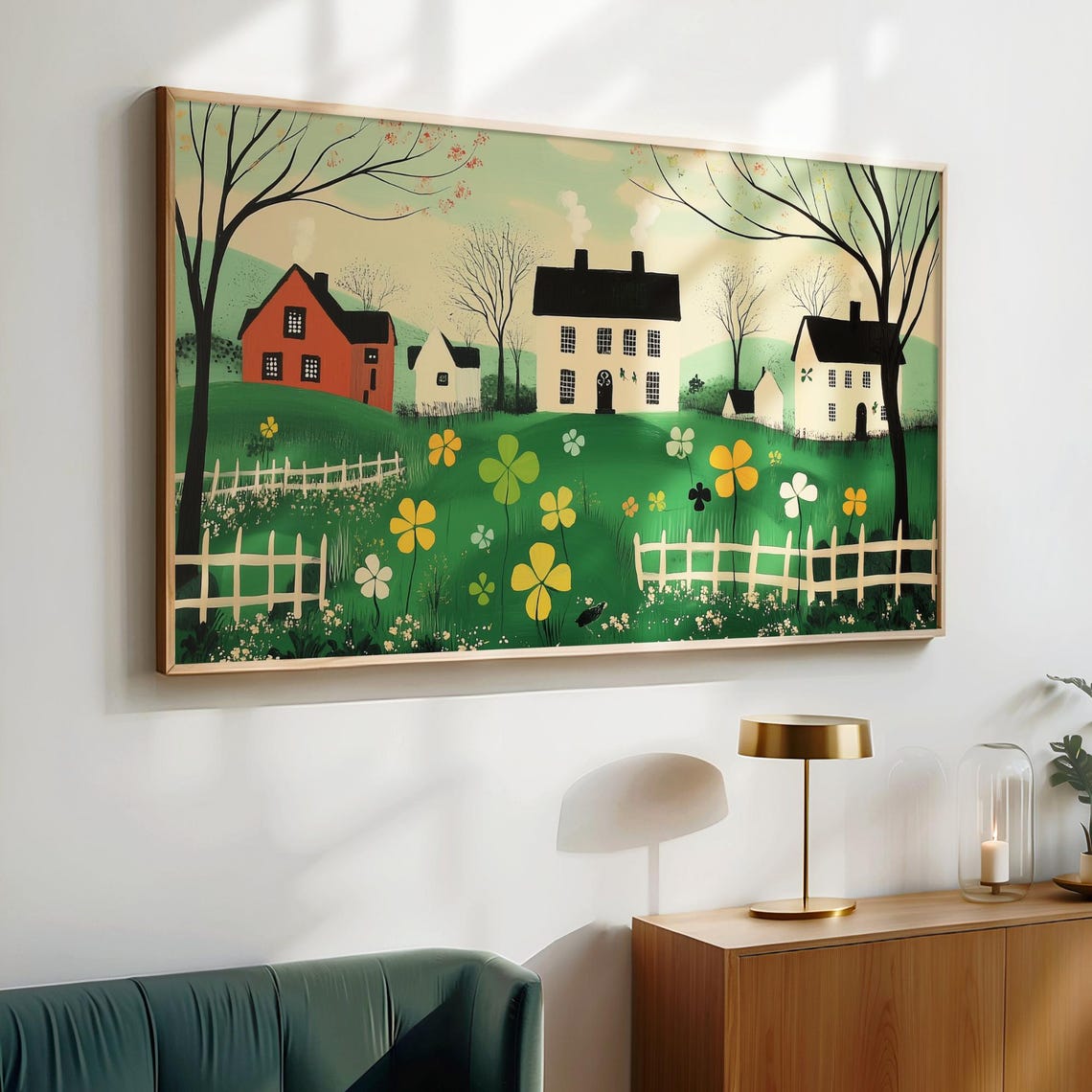 Saint Patricks Day Spring Farm With Giant Clover Flowers Poster - Image 4