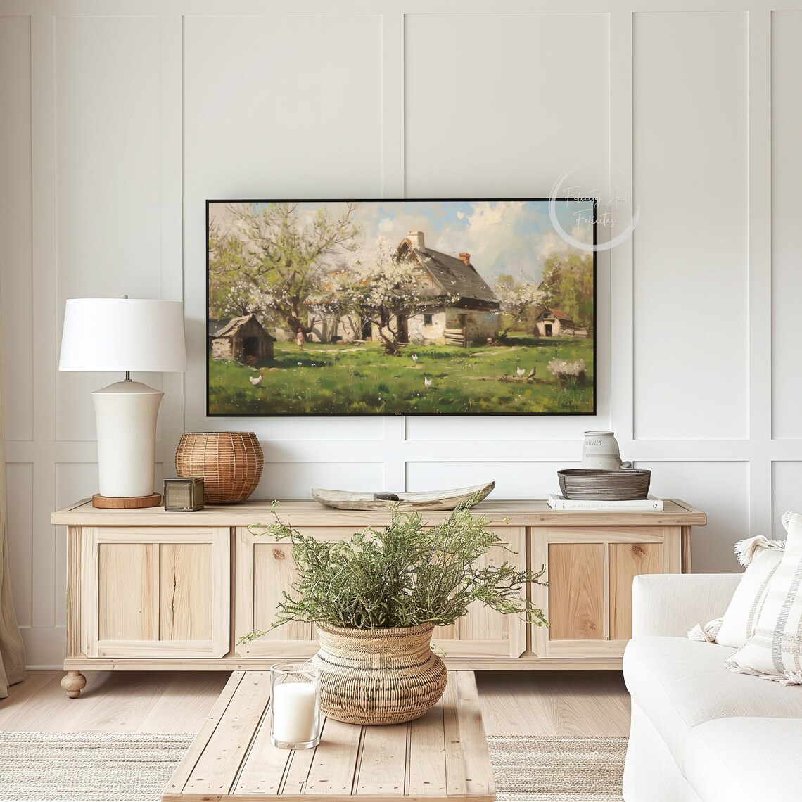 Farmhouse Garden Spring Bloom Frame TV Art Country Painting Poster