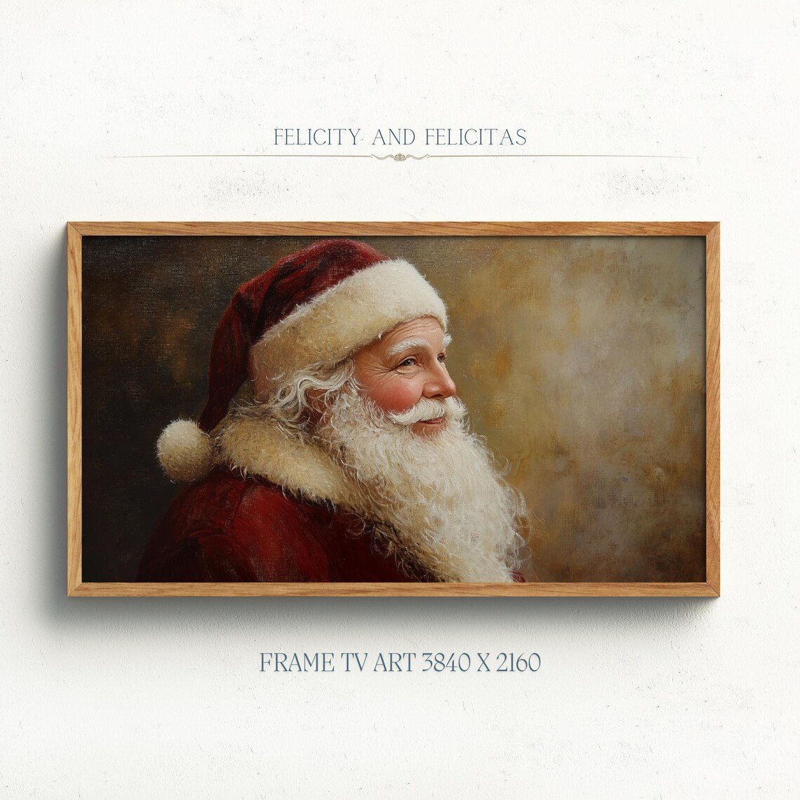 Santa Claus Portrait Oil Painting Classic Christmas Holiday Poster
