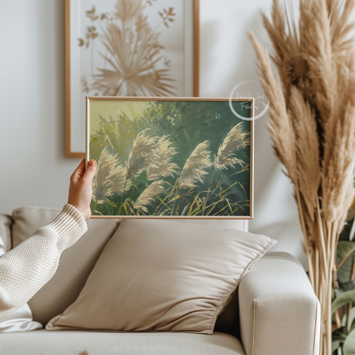 Wild Pampas Grass Field Oil Painting Moody Botanical Art Poster - Image 3