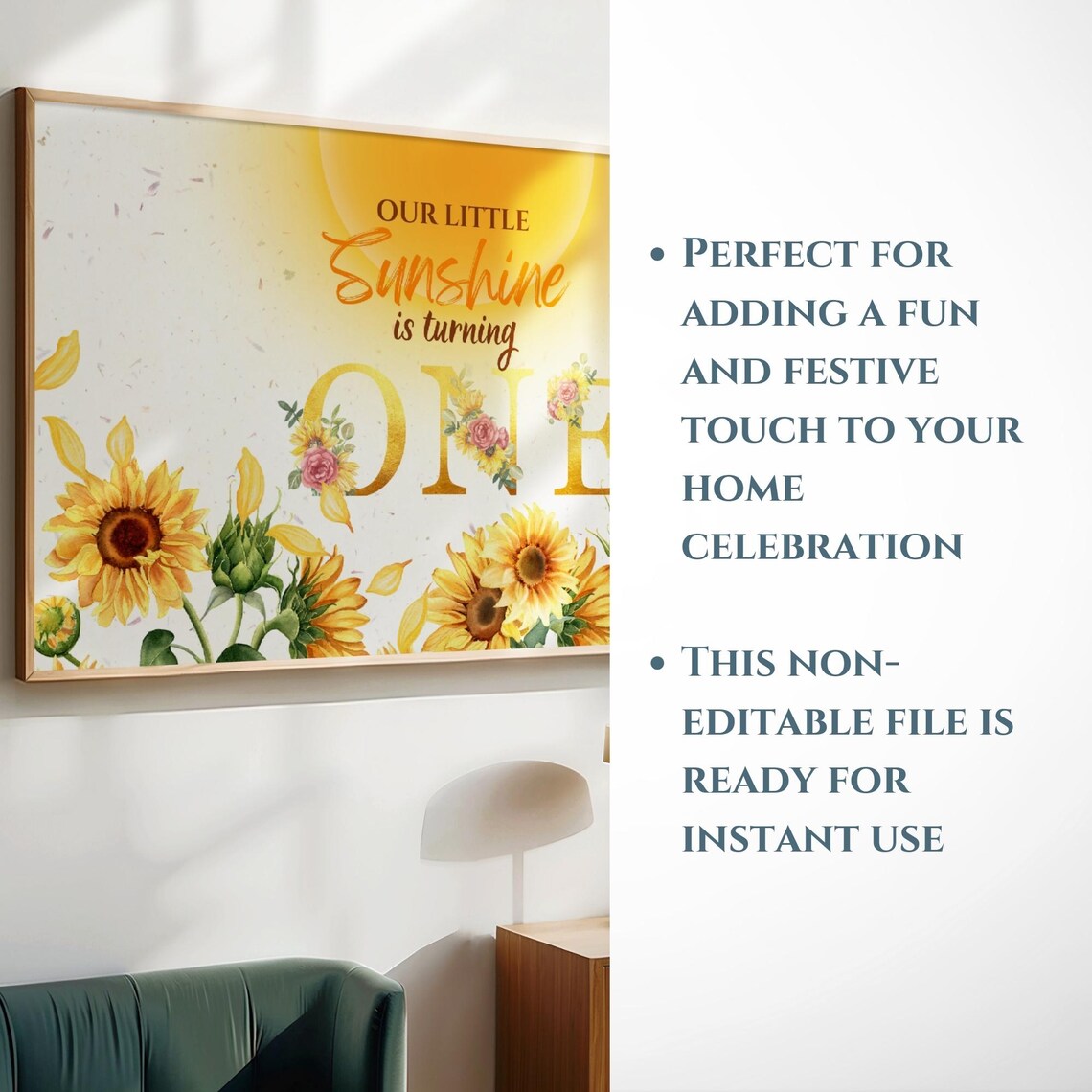 Our Little Sunshine Is Turning One Birthday Party Sign Poster - Image 6