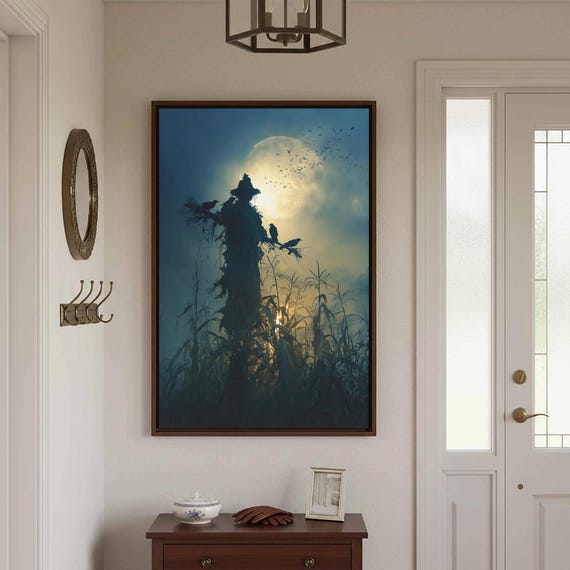 Haunted Scarecrow Canvas Wall Art Dark Horror Print