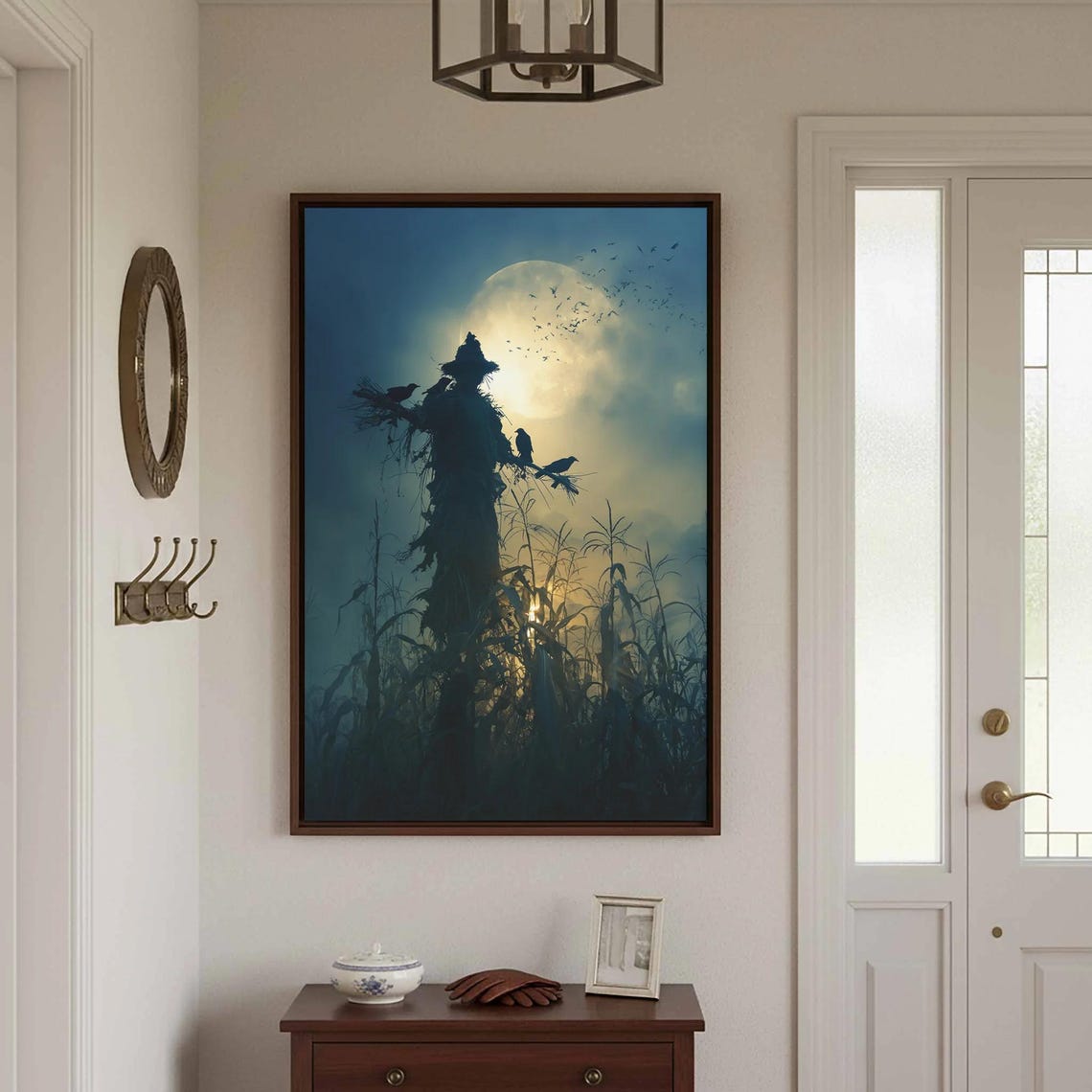 Haunted Scarecrow Canvas Wall Art Dark Horror Print