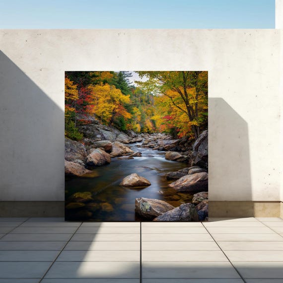 Autumn River Canvas Print Nature Wall Art For Home Decor